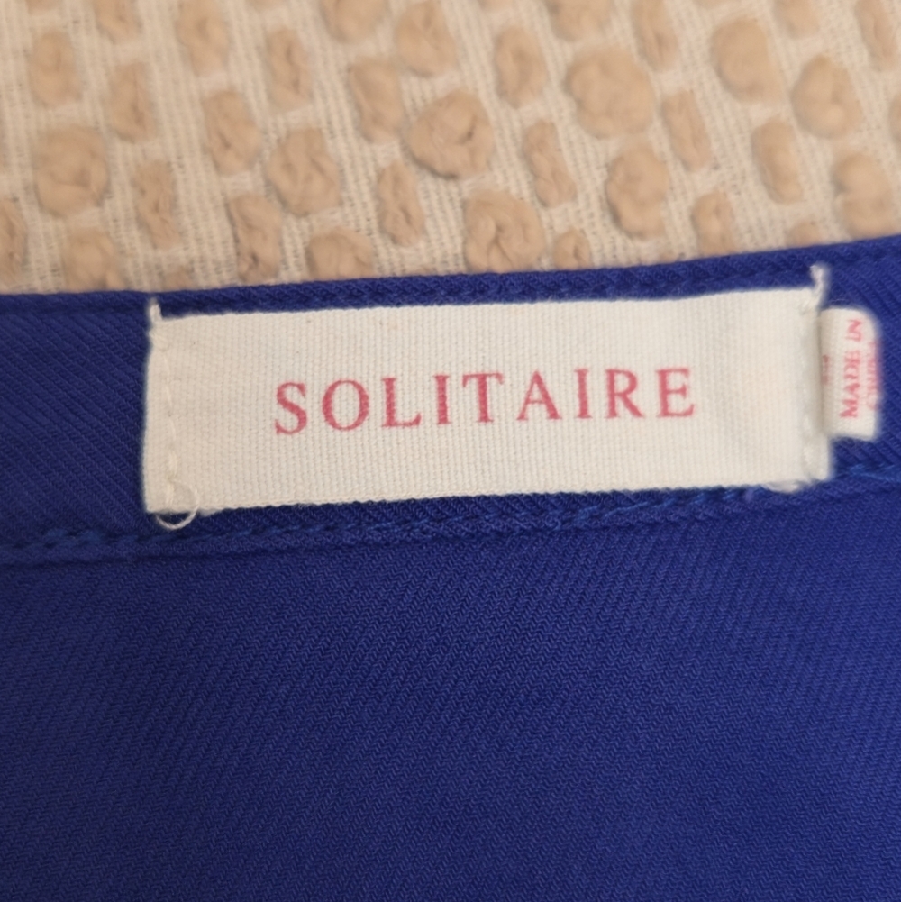 Solitaire Royal Blue Embroidered Bohemian Peasant Dress With Pockets Size Large - Picture 2 of 13